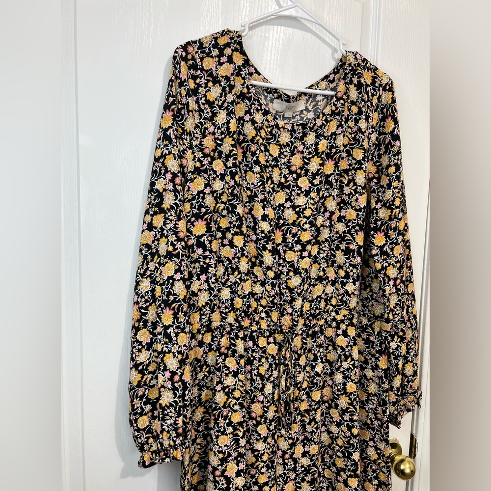 LOFT Floral Black and Yellow Dress - Picture 10 of 12